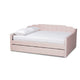 Baxton Studio Lennon Modern and Contemporary Pink Velvet Fabric Upholstered Full Size Daybed with Trundle