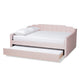 Baxton Studio Lennon Modern and Contemporary Pink Velvet Fabric Upholstered Full Size Daybed with Trundle