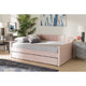 Baxton Studio Lennon Modern and Contemporary Pink Velvet Fabric Upholstered Full Size Daybed with Trundle
