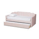 Baxton Studio Lennon Modern and Contemporary Pink Velvet Fabric Upholstered Twin Size Daybed with Trundle
