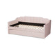 Baxton Studio Lennon Modern and Contemporary Pink Velvet Fabric Upholstered Twin Size Daybed with Trundle