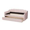 Baxton Studio Lennon Modern and Contemporary Pink Velvet Fabric Upholstered Twin Size Daybed with Trundle
