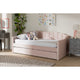 Baxton Studio Lennon Modern and Contemporary Pink Velvet Fabric Upholstered Twin Size Daybed with Trundle