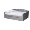 Baxton Studio Lennon Modern and Contemporary Grey Velvet Fabric Upholstered Full Size Daybed with Trundle