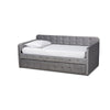 Baxton Studio Jona Modern and Contemporary Transitional Grey Velvet Fabric Upholstered and Button Tufted Twin Size Daybed with Trundle