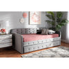 Baxton Studio Jona Modern and Contemporary Transitional Grey Velvet Fabric Upholstered and Button Tufted Twin Size Daybed with Trundle