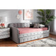 Baxton Studio Jona Modern and Contemporary Transitional Grey Velvet Fabric Upholstered and Button Tufted Twin Size Daybed with Trundle