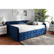Baxton Studio Jona Modern and Contemporary Transitional Navy Blue Velvet Fabric Upholstered and Button Tufted Full Size Daybed with Trundle