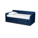 Baxton Studio Jona Modern and Contemporary Transitional Navy Blue Velvet Fabric Upholstered and Button Tufted Twin Size Daybed with Trundle
