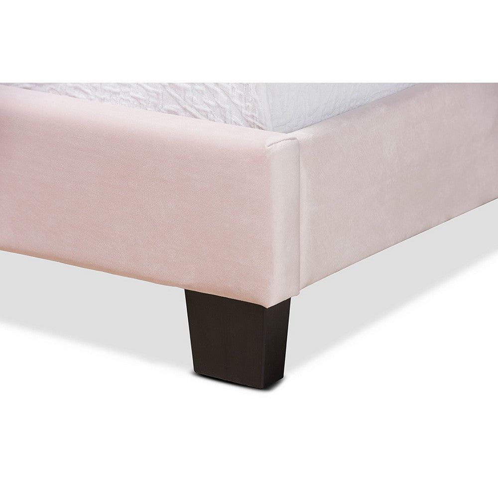 Baxton Studio Caprice Modern and Contemporary Glam Light Pink Velvet Fabric Upholstered Twin Size Panel Bed