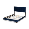 Baxton Studio Caprice Modern and Contemporary Glam Navy Blue Velvet Fabric Upholstered Queen Size Panel Bed