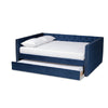 Baxton Studio Larkin Modern and Contemporary Navy Blue Velvet Fabric Upholstered Full Size Daybed with Trundle