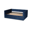 Baxton Studio Larkin Modern and Contemporary Navy Blue Velvet Fabric Upholstered Full Size Daybed with Trundle