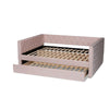 Baxton Studio Larkin Modern and Contemporary Pink Velvet Fabric Upholstered Full Size Daybed with Trundle