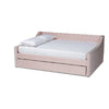 Baxton Studio Raphael Modern and Contemporary Pink Velvet Fabric Upholstered Full Size Daybed with Trundle WHI-CF9228-Pink-Velvet-Daybed-F-T