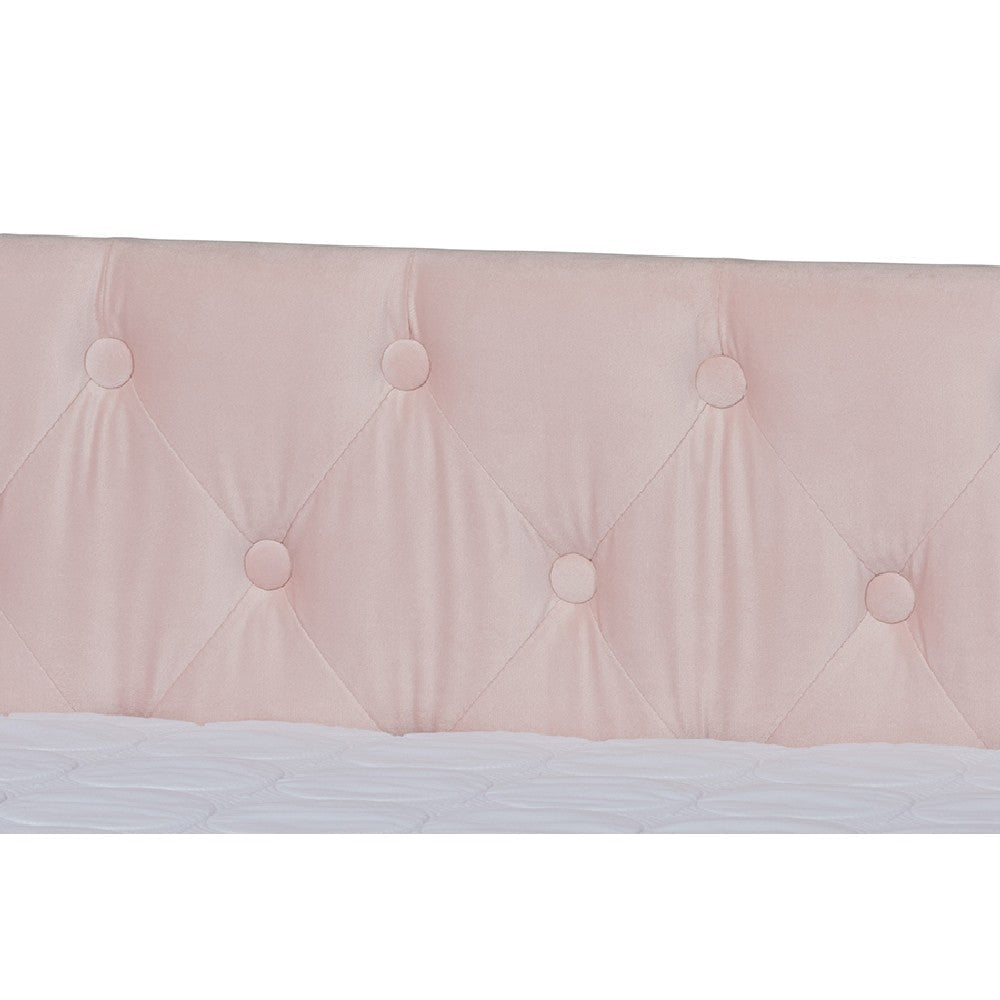 Baxton Studio Raphael Modern and Contemporary Pink Velvet Fabric Upholstered Full Size Daybed with Trundle WHI-CF9228-Pink-Velvet-Daybed-F-T