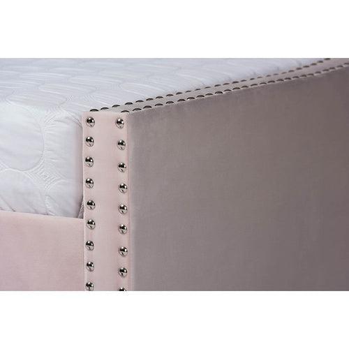 Baxton Studio Raphael Modern and Contemporary Pink Velvet Fabric Upholstered Full Size Daybed with Trundle