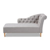 Baxton Studio Emeline Modern and Contemporary Grey Fabric Upholstered Oak Finished Chaise Lounge WHI-CFCL1-Grey-Oak-KD-Chaise