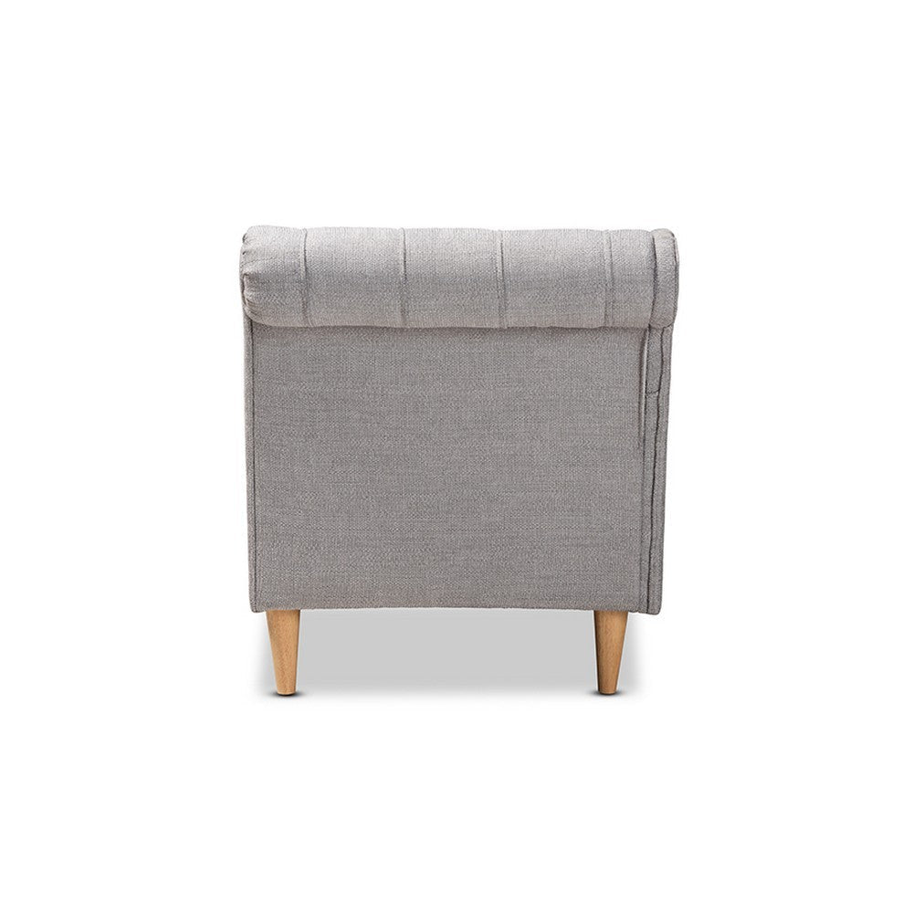 Baxton Studio Emeline Modern and Contemporary Grey Fabric Upholstered Oak Finished Chaise Lounge WHI-CFCL1-Grey-Oak-KD-Chaise