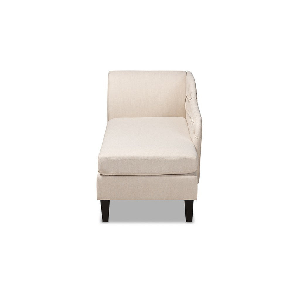 Baxton Studio Florent Modern and Contemporary Beige Fabric Upholstered Black Finished Chaise Lounge