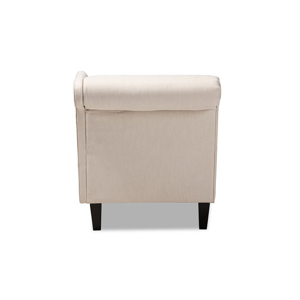 Baxton Studio Florent Modern and Contemporary Beige Fabric Upholstered Black Finished Chaise Lounge