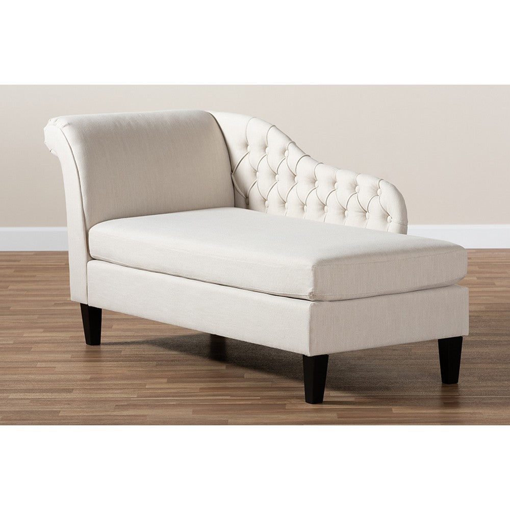 Baxton Studio Florent Modern and Contemporary Beige Fabric Upholstered Black Finished Chaise Lounge