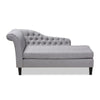 Baxton Studio Florent Modern and Contemporary Grey Fabric Upholstered Black Finished Chaise Lounge WHI-CFCL2-Grey-Black-KD-Chaise