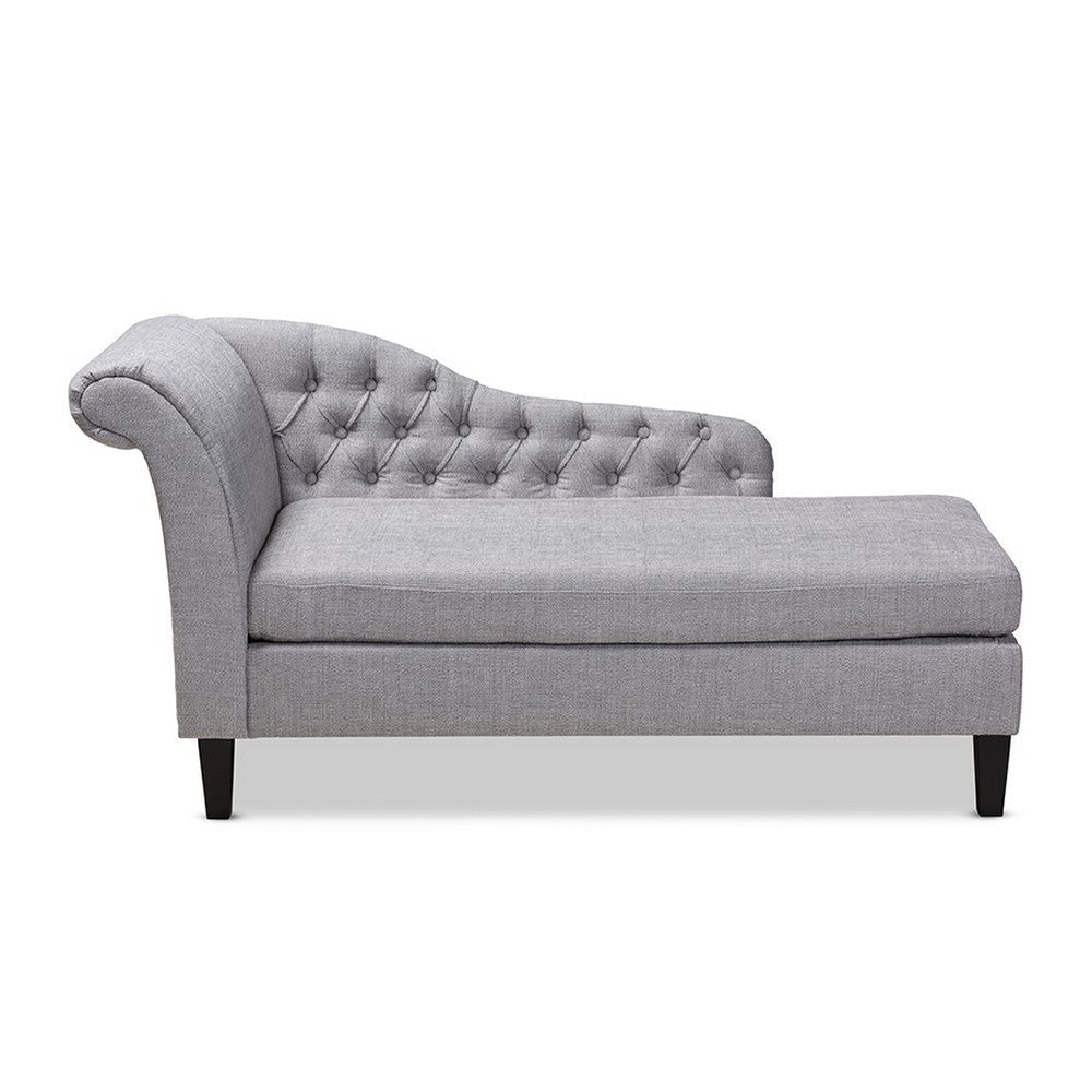 Baxton Studio Florent Modern and Contemporary Grey Fabric Upholstered Black Finished Chaise Lounge WHI-CFCL2-Grey-Black-KD-Chaise