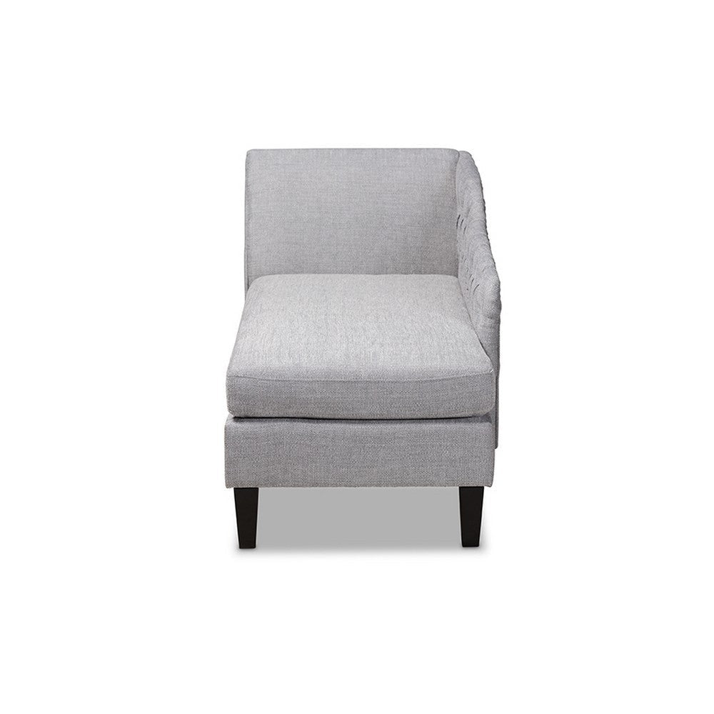Baxton Studio Florent Modern and Contemporary Grey Fabric Upholstered Black Finished Chaise Lounge WHI-CFCL2-Grey-Black-KD-Chaise