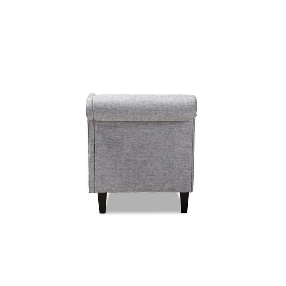 Baxton Studio Florent Modern and Contemporary Grey Fabric Upholstered Black Finished Chaise Lounge WHI-CFCL2-Grey-Black-KD-Chaise