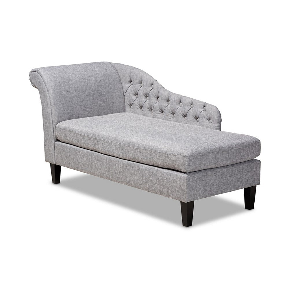 Baxton Studio Florent Modern and Contemporary Grey Fabric Upholstered Black Finished Chaise Lounge WHI-CFCL2-Grey-Black-KD-Chaise