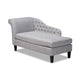 Baxton Studio Florent Modern and Contemporary Grey Fabric Upholstered Black Finished Chaise Lounge WHI-CFCL2-Grey-Black-KD-Chaise