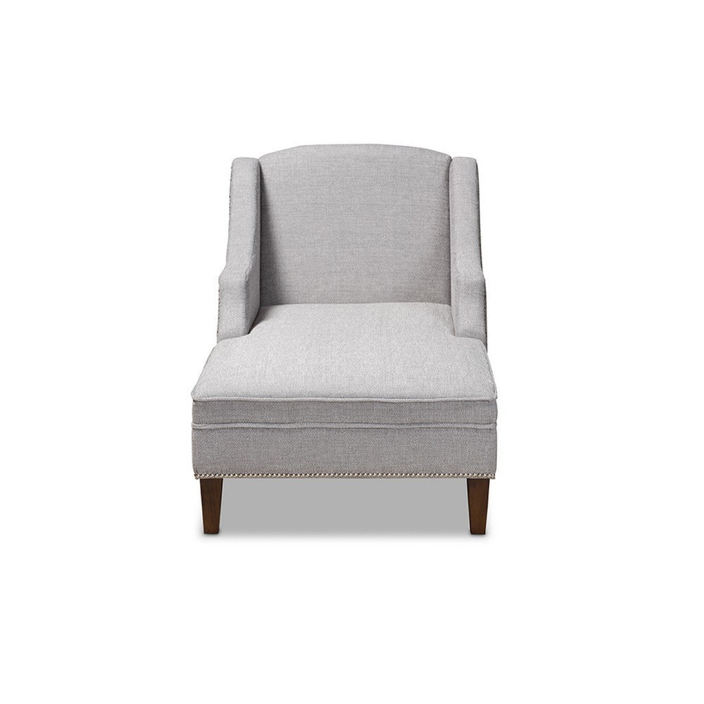 Baxton Studio Leonie Modern and Contemporary Grey Fabric Upholstered Wenge Brown Finished Chaise Lounge