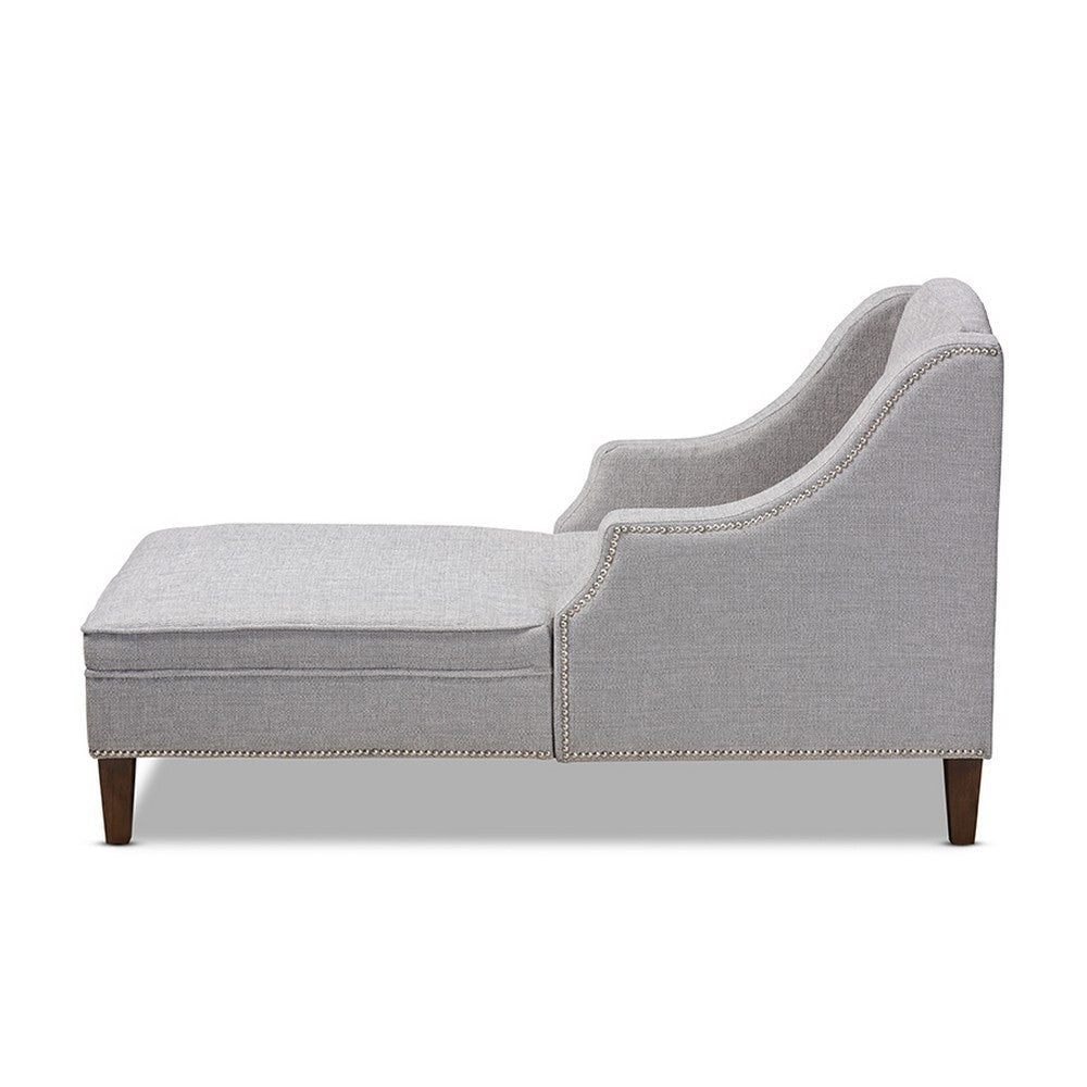 Baxton Studio Leonie Modern and Contemporary Grey Fabric Upholstered Wenge Brown Finished Chaise Lounge