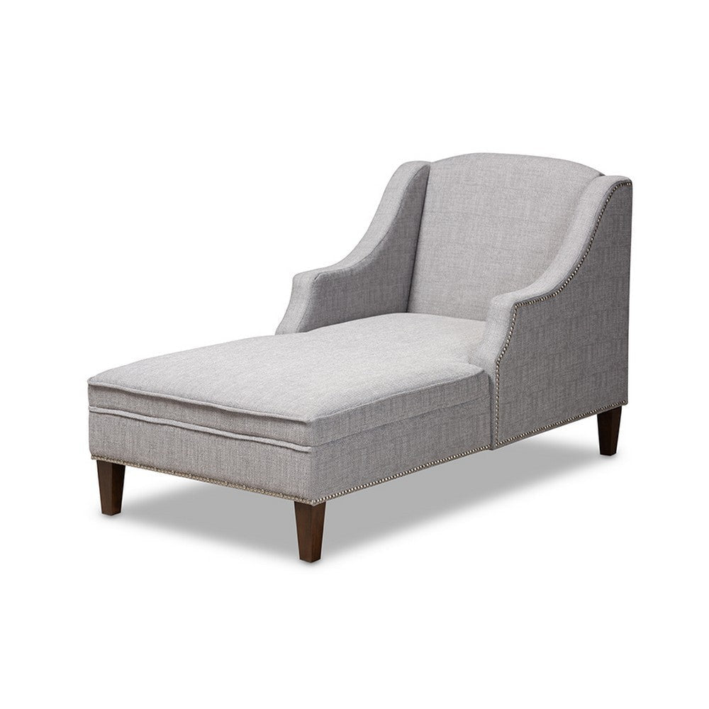 Baxton Studio Leonie Modern and Contemporary Grey Fabric Upholstered Wenge Brown Finished Chaise Lounge