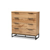Baxton Studio Reid Modern and Contemporary Industrial Oak Finished Wood and Black Metal 4-Drawer Dresser WHI-CH8000-Oak-Black-4DW-Dresser