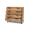 Baxton Studio Reid Modern and Contemporary Industrial Oak Finished Wood and Black Metal 4-Drawer Dresser WHI-CH8000-Oak-Black-4DW-Dresser
