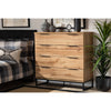 Baxton Studio Reid Modern and Contemporary Industrial Oak Finished Wood and Black Metal 4-Drawer Dresser