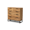 Baxton Studio Franklin Modern and Contemporary Oak Finished Wood and Black Finished Metal 5-Drawer Bedroom Chest WHI-CH8002-Oak-5DW-Chest