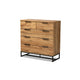 Baxton Studio Franklin Modern and Contemporary Oak Finished Wood and Black Finished Metal 5-Drawer Bedroom Chest WHI-CH8002-Oak-5DW-Chest
