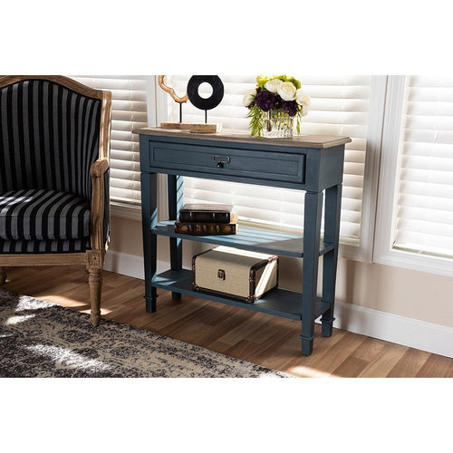 Baxton Studio Dauphine French Provincial Blue Spruce Fiinished Wood Accent Console Table