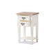 Baxton Studio Dauphine Provincial Style Weathered Oak and White Wash Distressed Finish Wood Nightstand WHI-CHR20VM-M-B-C