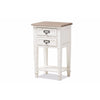 Baxton Studio Dauphine Provincial Style Weathered Oak and White Wash Distressed Finish Wood Nightstand WHI-CHR20VM-M-B-C