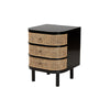 bali & pari Nabila Modern Bohemian Black Bayur Wood and Natural Rattan 3-Drawer End Table Nightstand WHI-CMO4-End-Table