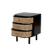 bali & pari Nabila Modern Bohemian Black Bayur Wood and Natural Rattan 3-Drawer End Table Nightstand WHI-CMO4-End-Table