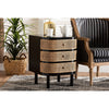 bali & pari Nabila Modern Bohemian Black Bayur Wood and Natural Rattan 3-Drawer End Table Nightstand WHI-CMO4-End-Table
