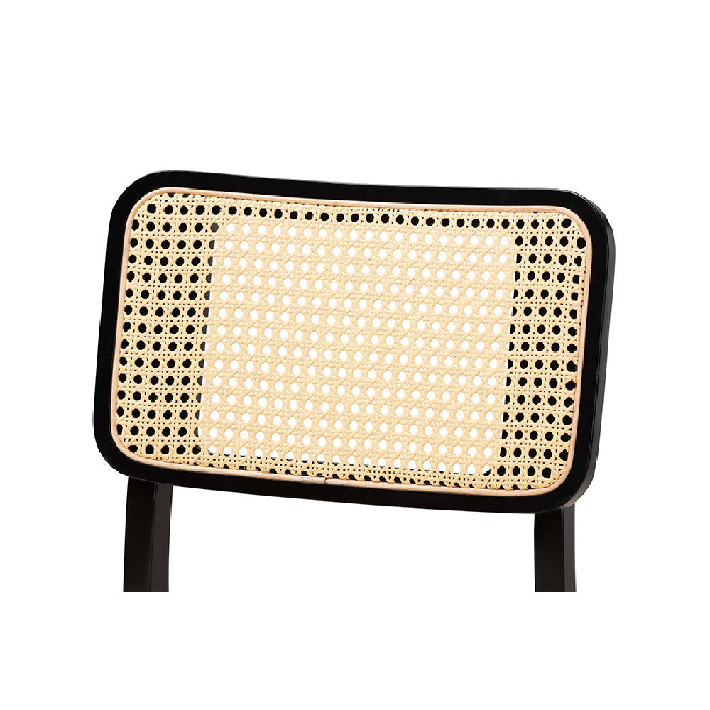 Baxton Studio Dannon Mid-Century Modern Cream Fabric and Black Finished Wood 5-Piece Dining Set WHI-CS001C-Black-Cream-5PC-Dining-Set