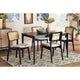 Baxton Studio Dannon Mid-Century Modern Cream Fabric and Black Finished Wood 5-Piece Dining Set