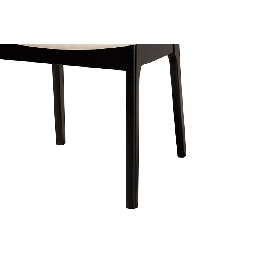 Baxton Studio Dannon Mid-Century Modern Cream Fabric and Black Finished Wood 7-Piece Dining Set WHI-CS001C-Black-Cream-7PC-Dining-Set