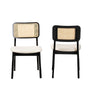 Baxton Studio Dannon Mid-Century Modern Cream Fabric and Black Finished Wood 2-Piece Dining Chair Set WHI-CS001C-Black-Cream-DC-2PK